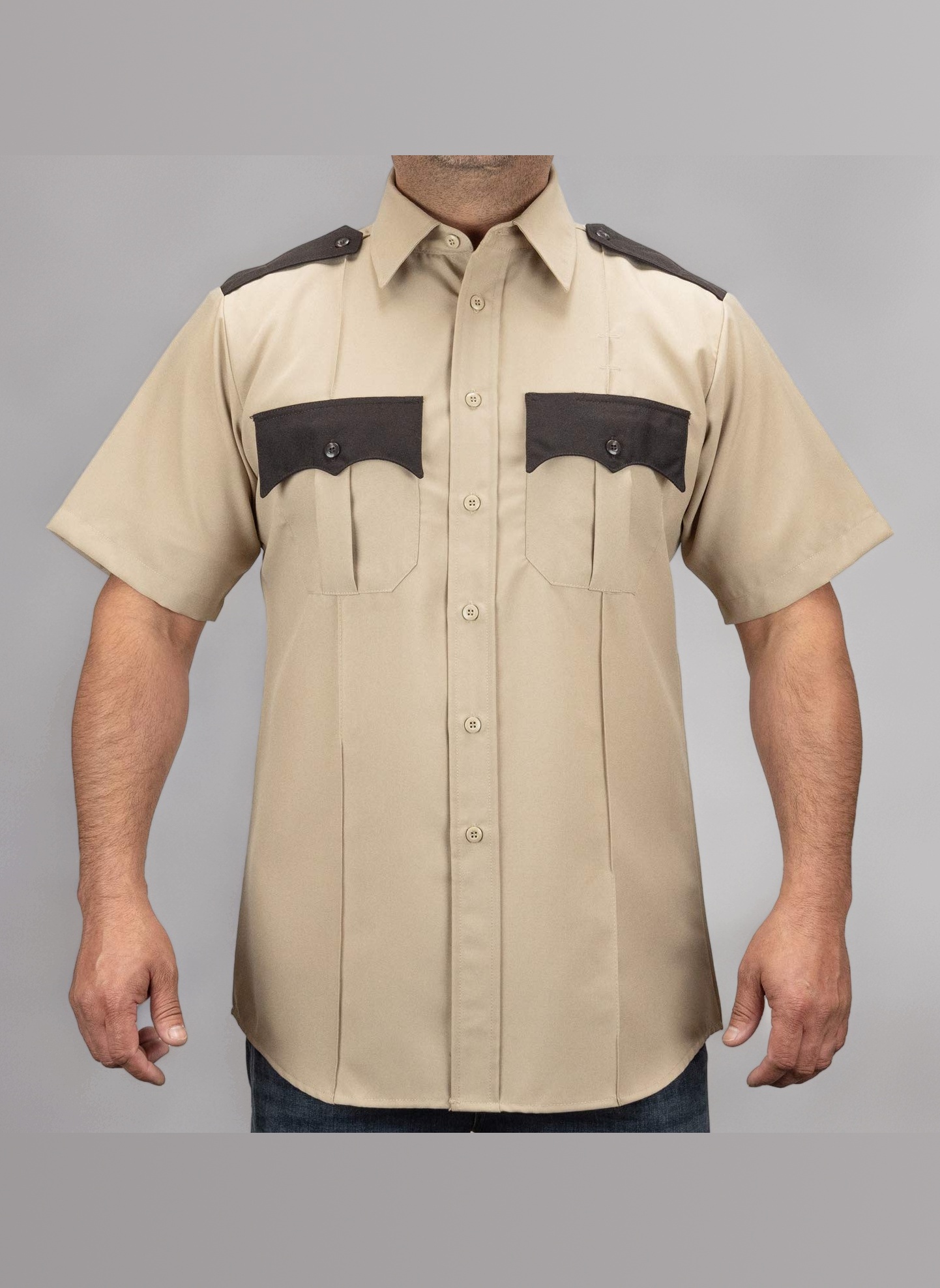 Men's Two Tone Men's Uniform Shirt Pleated