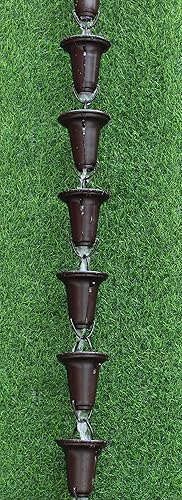 Miniatura 2 de KAM Home - Copas acampanadas Cadena de lluvia de 8.5 pies (bronce) con adaptador de canalón de perno de latón para instalación de cadena de lluvia,