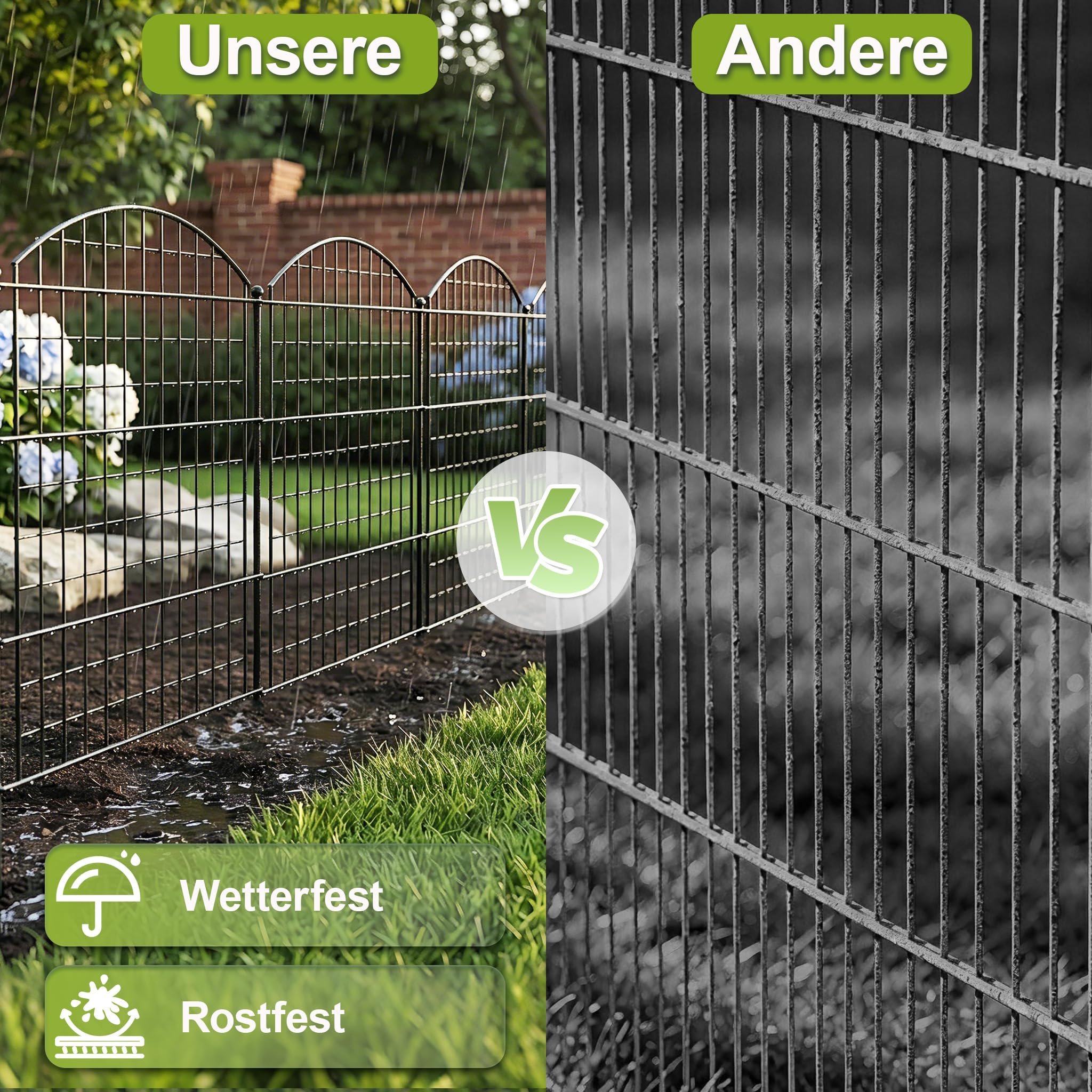 Froadp Lot de 11 clôtures d'étang en métal pour jardin - Clôture pour chien - Clôture grillagée à planter - Mobile et résistante aux UV - Avec 5 éléments de clôture et 6 barres de fixation - Enclos et