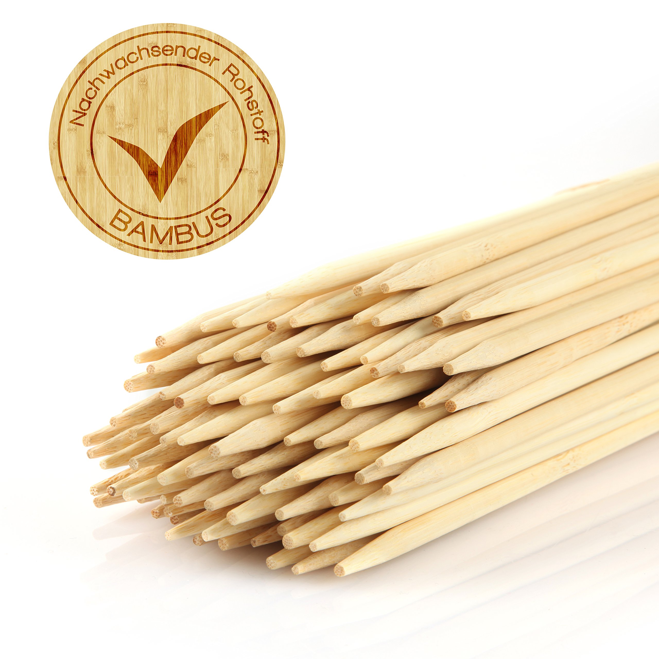 Stockbrot Spieße 100er Set - LFGB-geprüft (TÜV) - 90 cm Bambus - Ø 6mm Marshmallow Spieße Lagerfeuer, Stockbrot Stöcke, Grillspieße Lagerfeuer, Schaschlikspieße Holz, Steckerlfisch Holzspieße