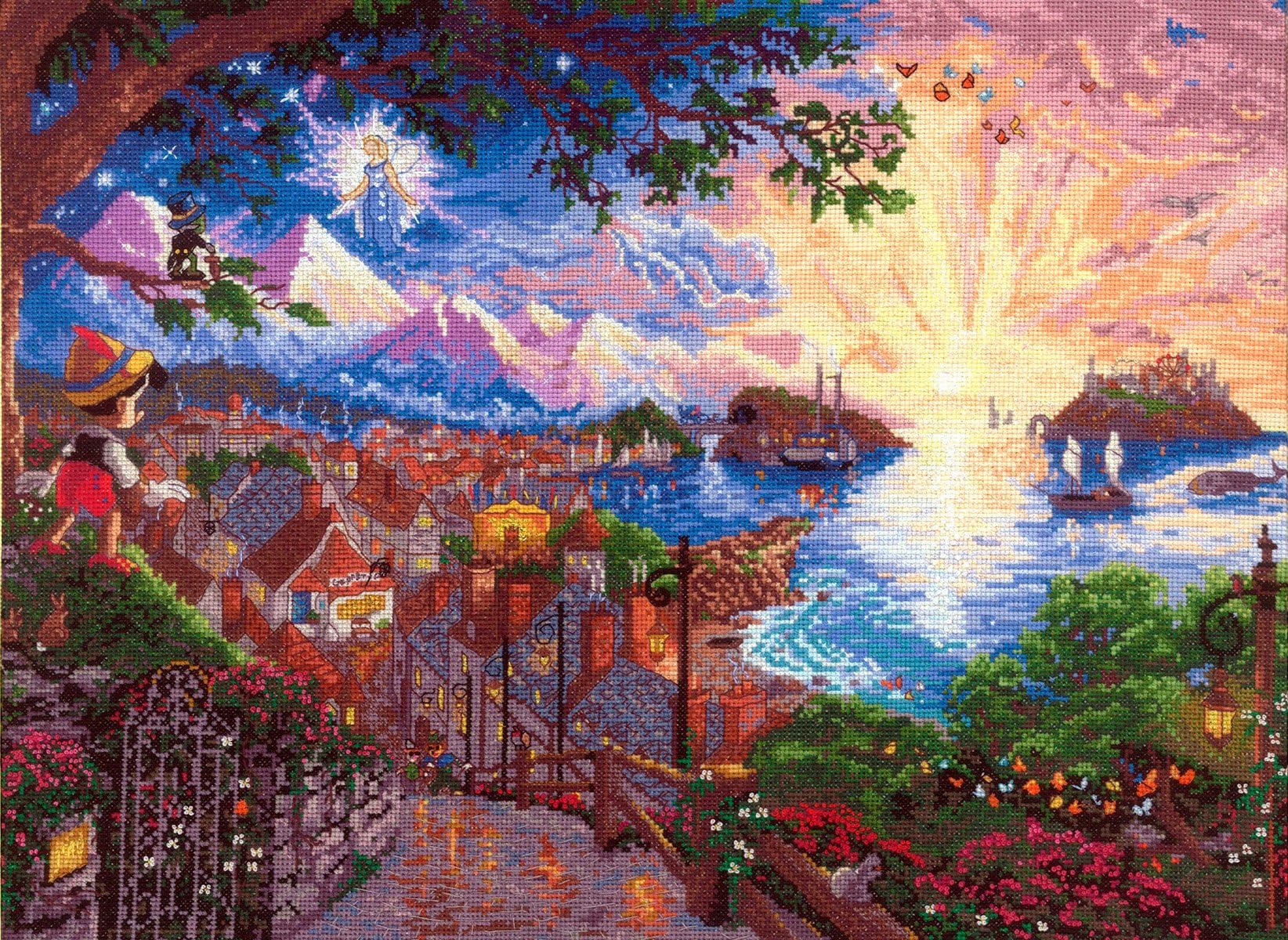 Mcg Textiles # 52501 40.6 x 30.5 cm Disney Dreams Collection Pinocchio Wishes Upon A Star Counted Cross Stitch Kit Item