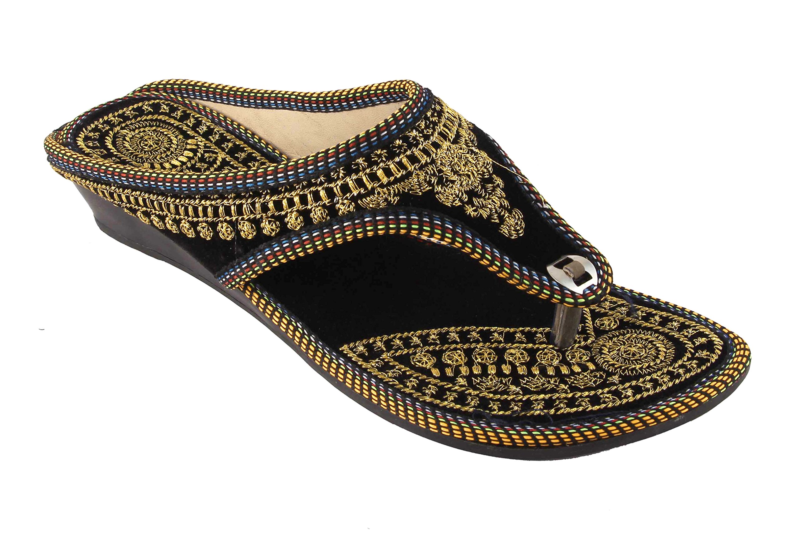 Rajasthani Jaipuri Work Ethnic Womens Girls Ladies Slipper Blue-image-39