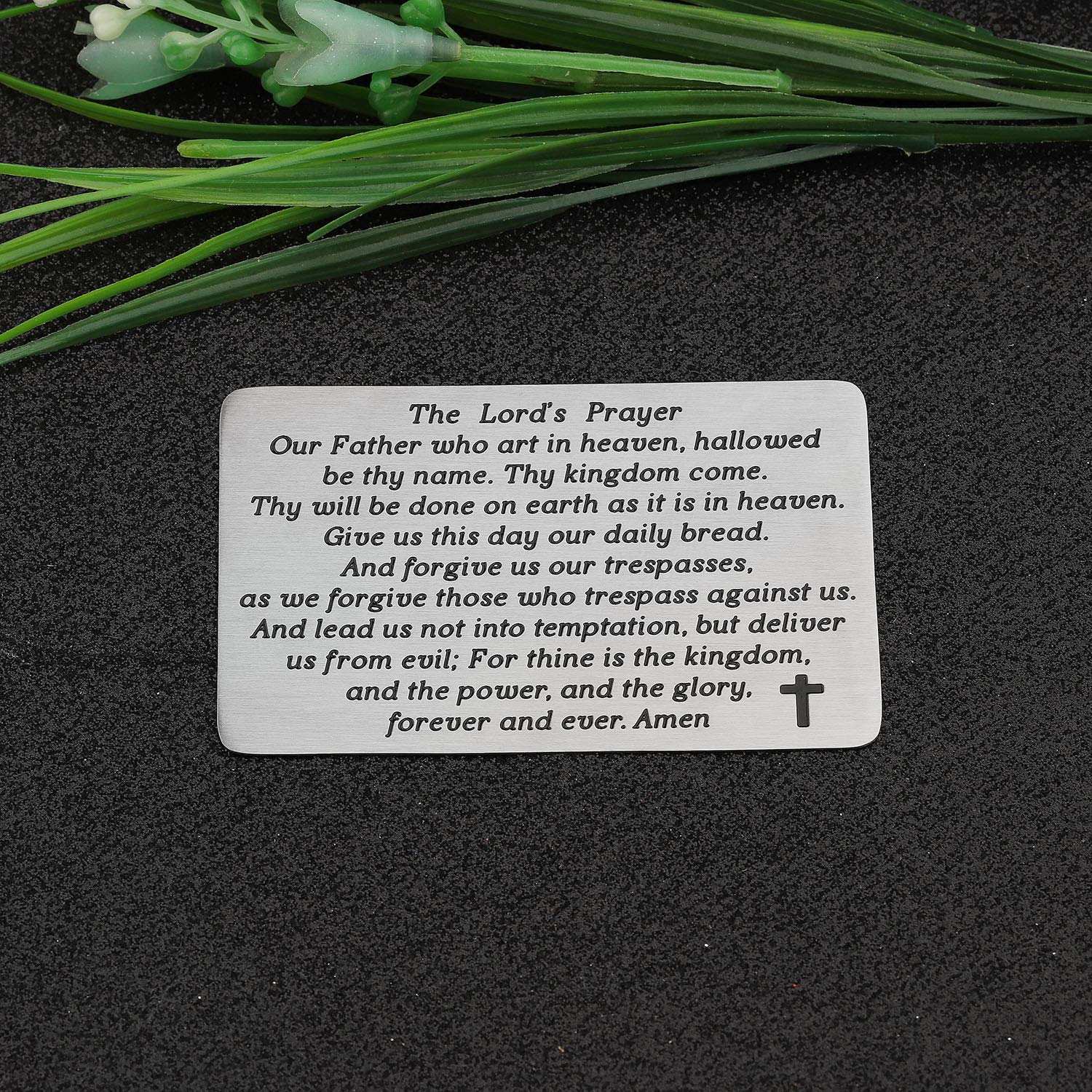 CYTING The Lord's Prayer Engraved Wallet Card Bible Verse Wallet Insert Christian Jewelry Religious Gift (The Lord's Prayer Wallet Card)
