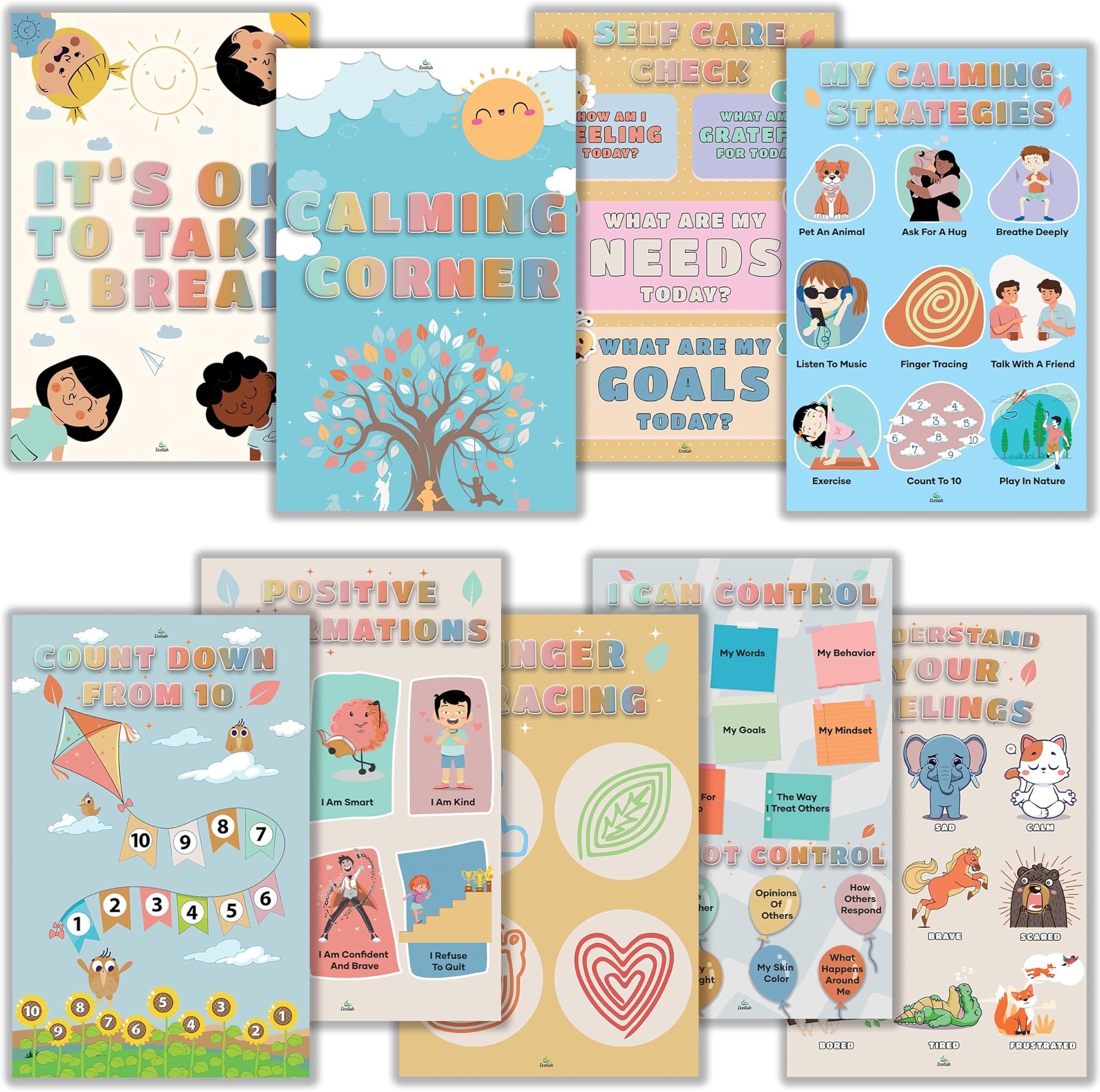 9 Feelings Posters For Classroom Calming Corner Items Kids Behavior ...