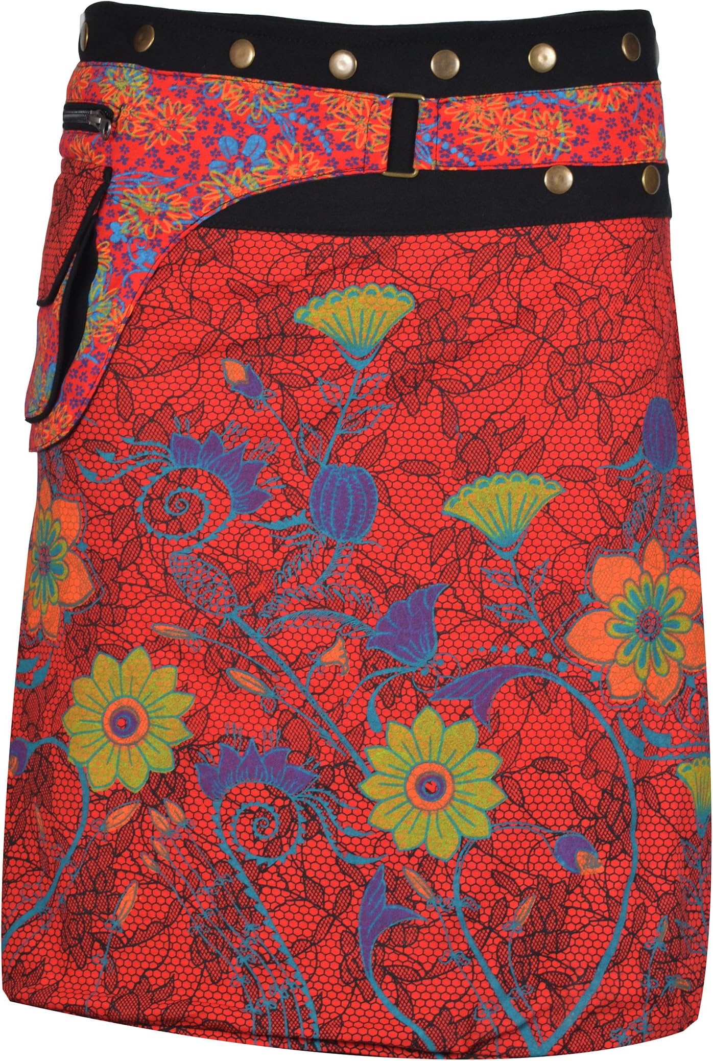 TATTOPANI Women's Cotton Skirt Floral Print Button Closure Warp Skirt