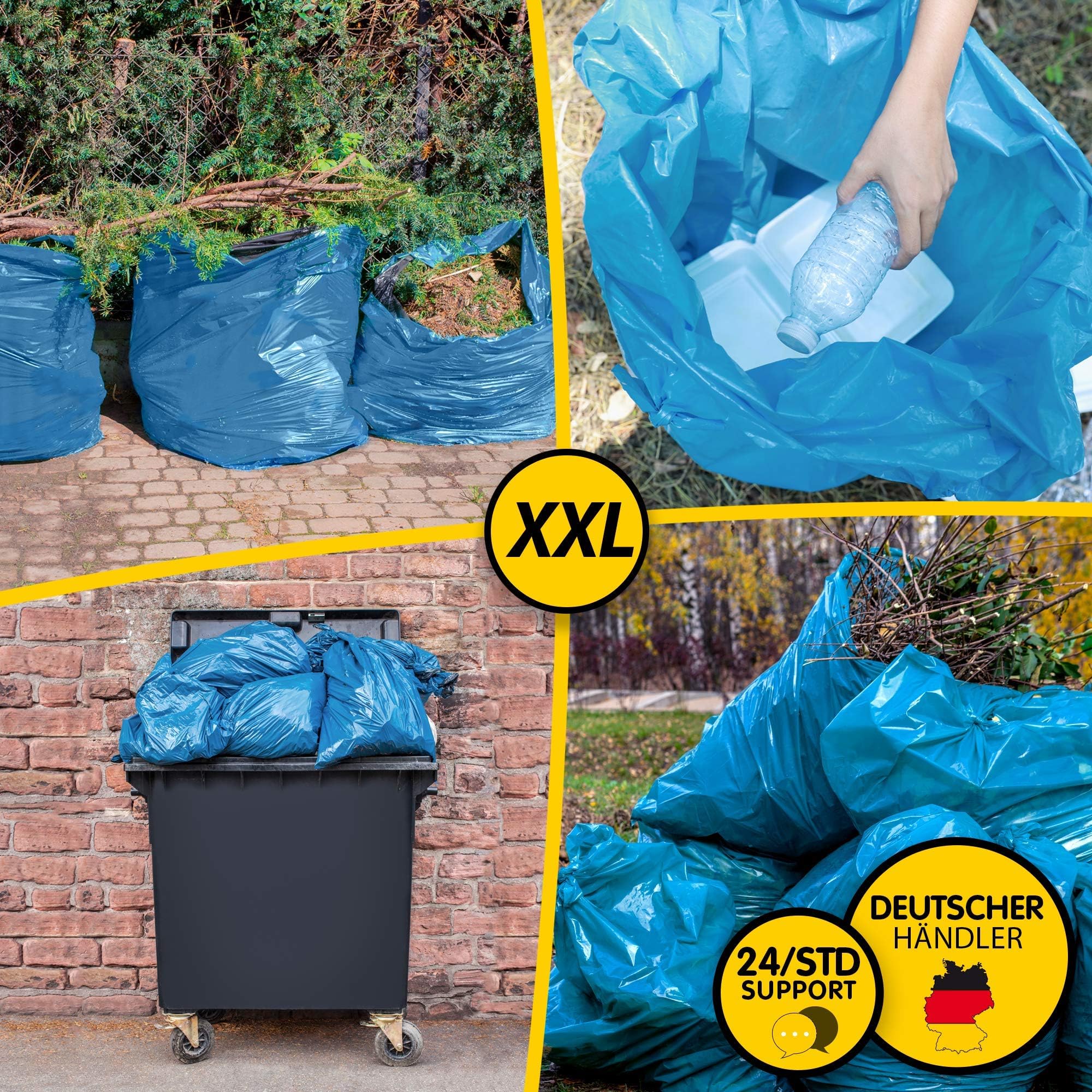 Sacchi per spazzatura 120 litri blu - 150 pezzi - estremamente resistenti agli strappi - sacchi per rifiuti - sacchi per rifiuti XXL - tipo 100 extra - Sacchi per spazzatura 120 L