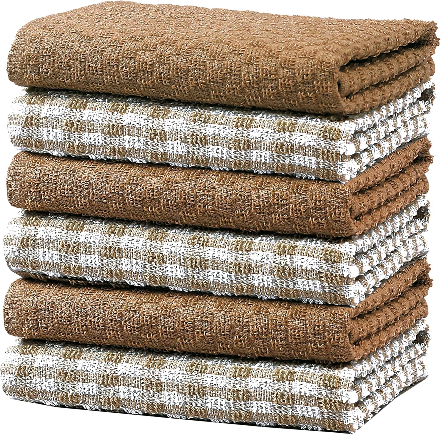 POSHLIVING Terry Kitchen Tea Towels 100% Cotton Super Absorbent Quick Drying Soft Towel Kitchen Dish Cloths for Drying & Cleaning Household Essentials (6, Natural)
