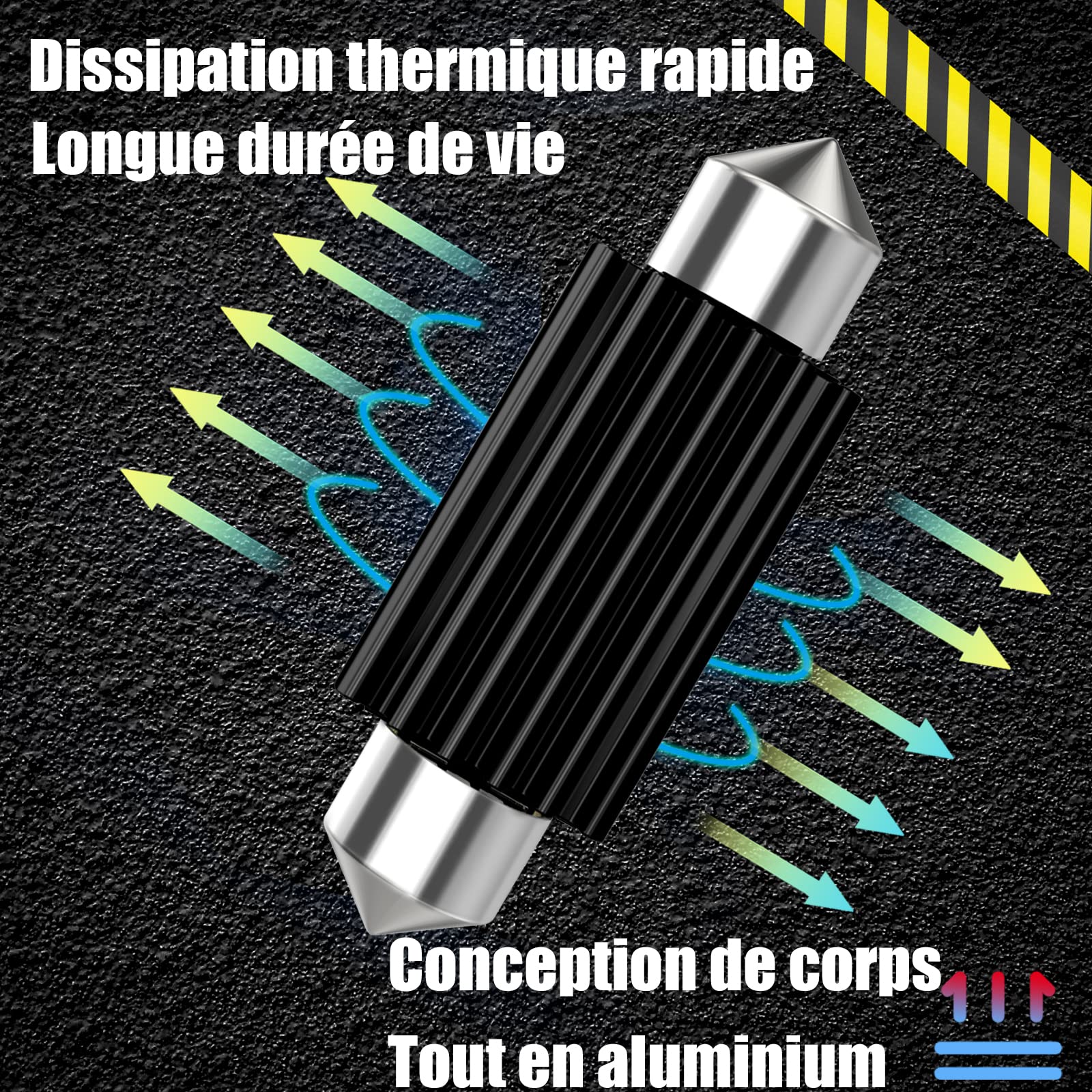 Ampoules LED Festoon 578 12-24V - 41mm, 6500K Blanc, 33 SMD, Canbus Sans Erreur Pour Plafonnier Auto