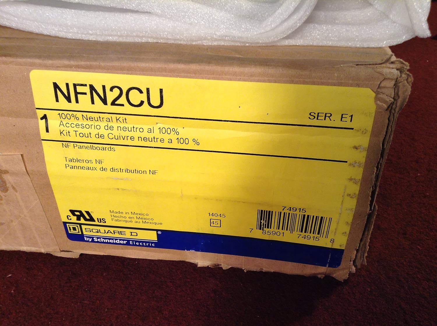 SQUARE D NFN2CU Neutral Bar,250A,1 Terminals