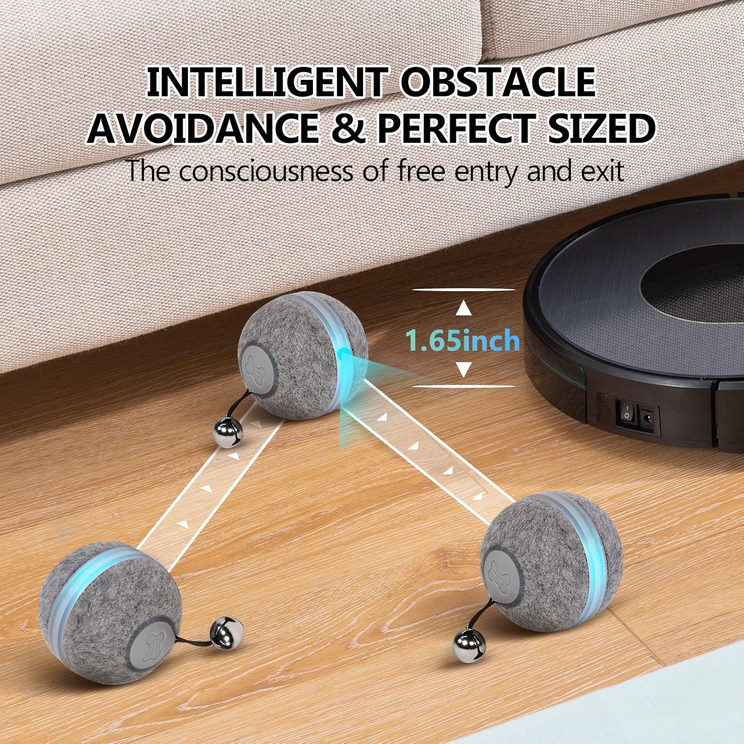 boqii Cat Toys for Indoor Cats Smart Balls, [3 Modes for Cats' Different Personalities] [Upgrade Plush Material] Interactive Cat Toys Balls, USB Charging Cat Stuff : Pet Supplies