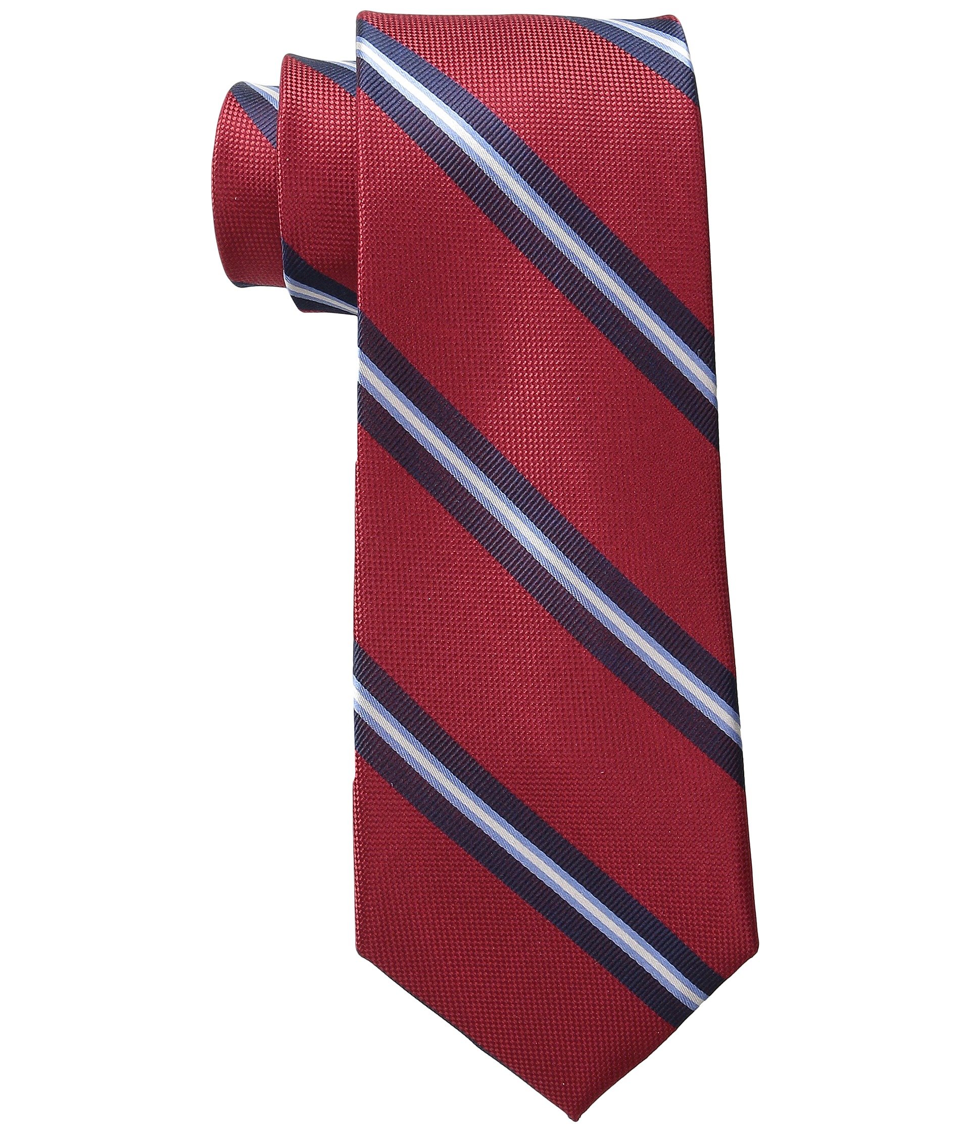 Tommy Hilfiger Men's Oxford Rib Stripe Tie, Red, One Size