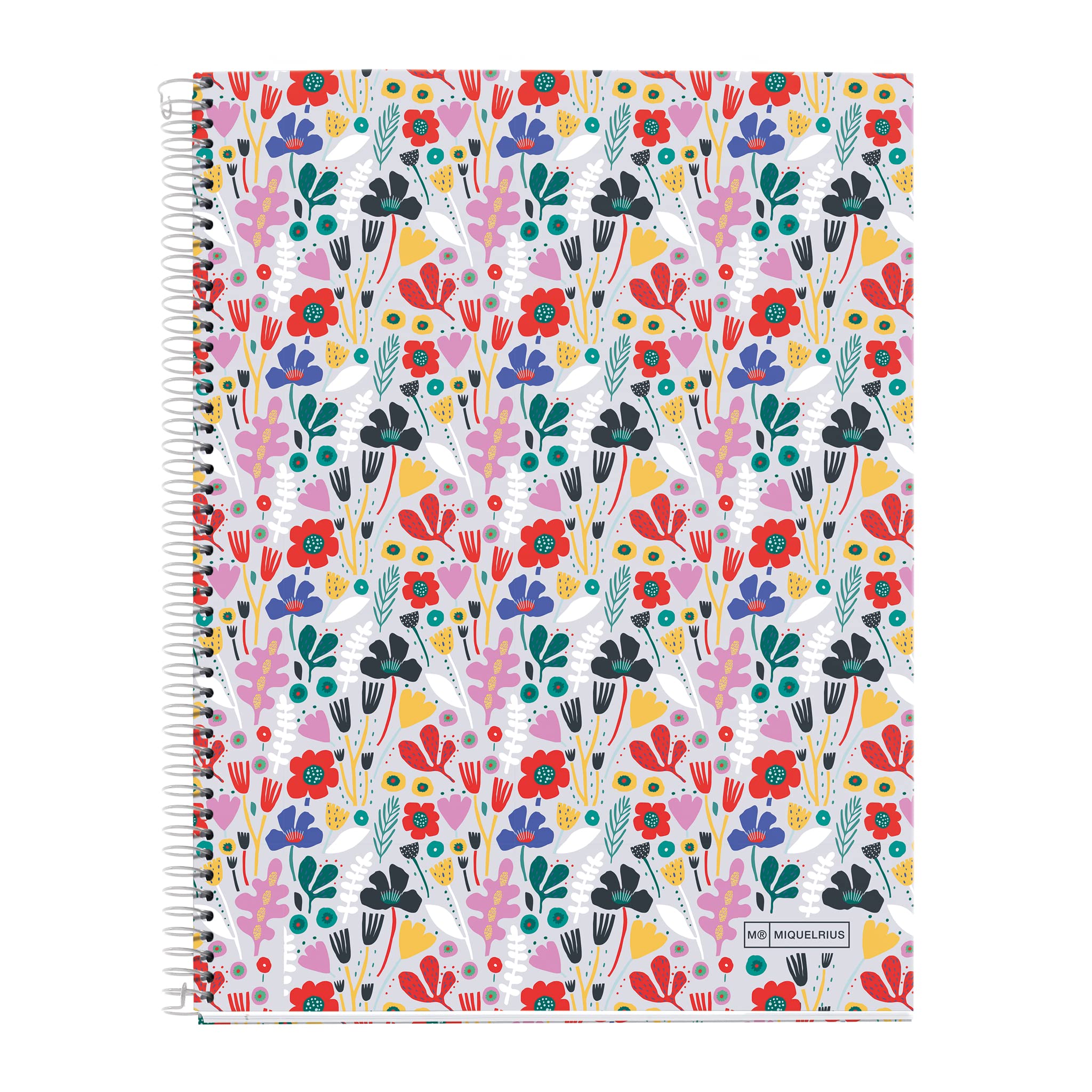 Miquelrius - Cuaderno A4, 4 Franjas de Colores, 140 Hojas, Rayas Horizontales 7 mm, 4 Taladros, Microperforadas, Tapa Dura, Alice