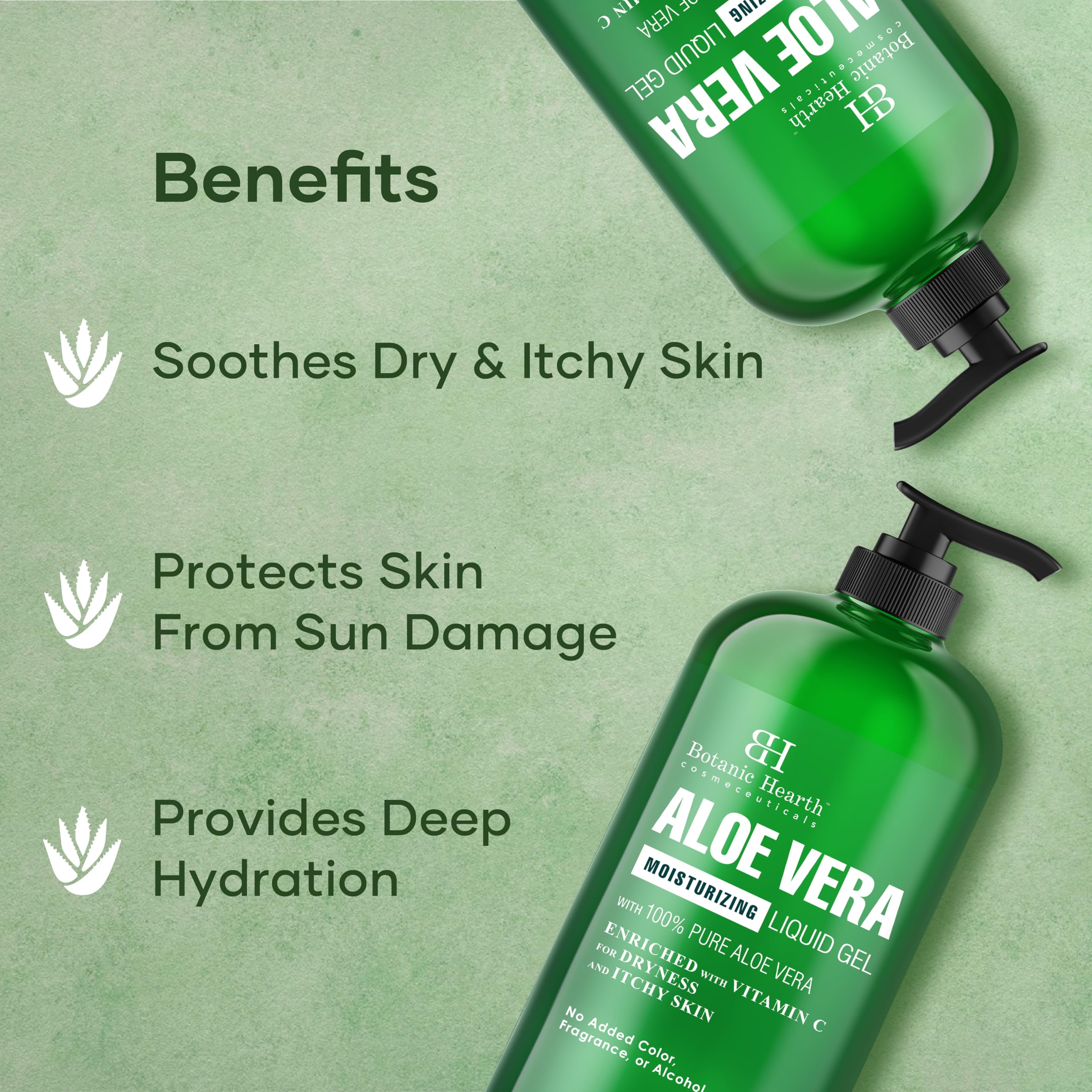 Amazon.com: Botanic Hearth Aloe Vera Moisturizing Liquid Gel  100% Pure  Aloe, Enriched with Vitamin C for Dry & Itchy Skin  No Added Color,  Fragrance, or Alcohol  16 fl. oz :
