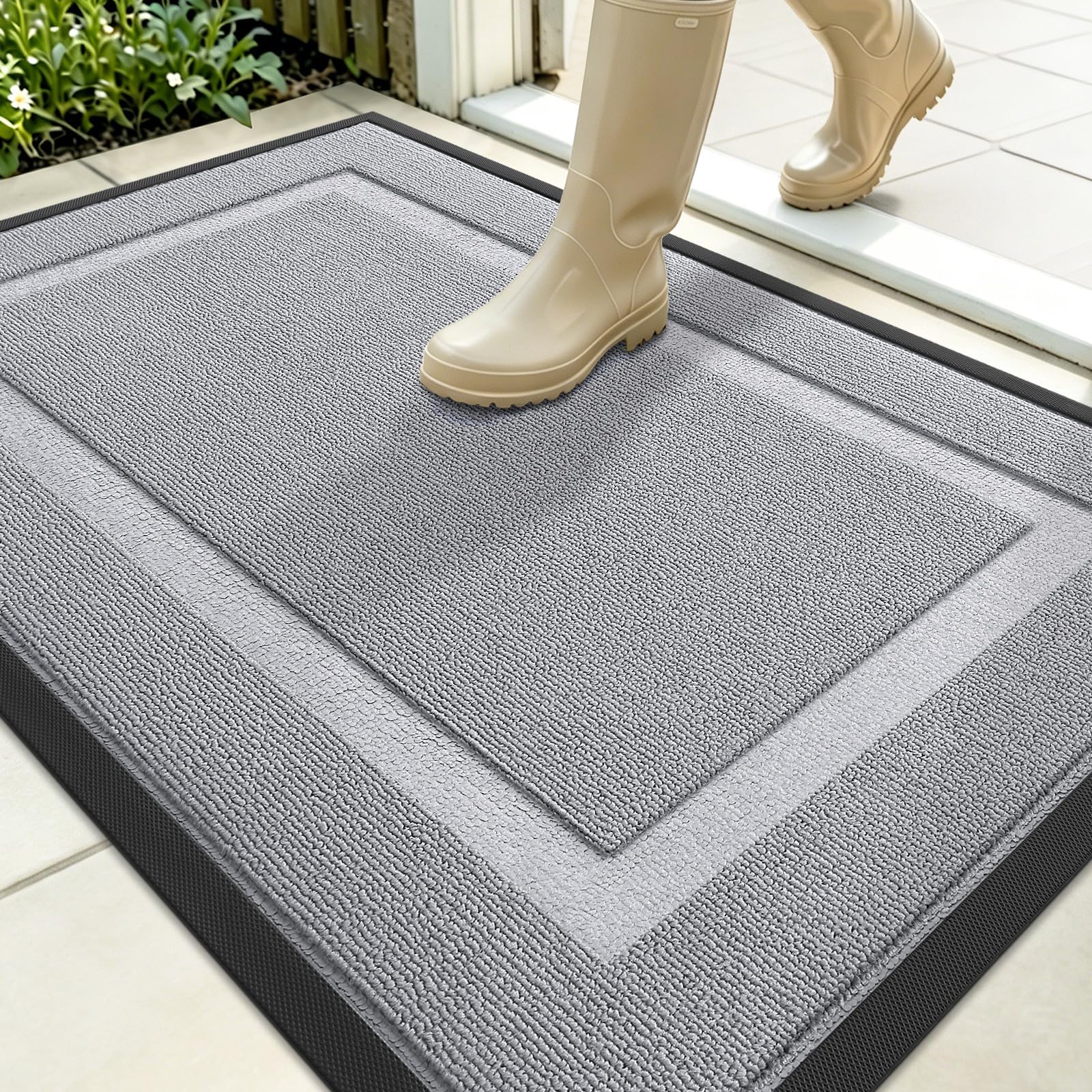OLANLY Front Door Mat Outside 35x23, All-Season Heavy-Duty Rubber Doormat