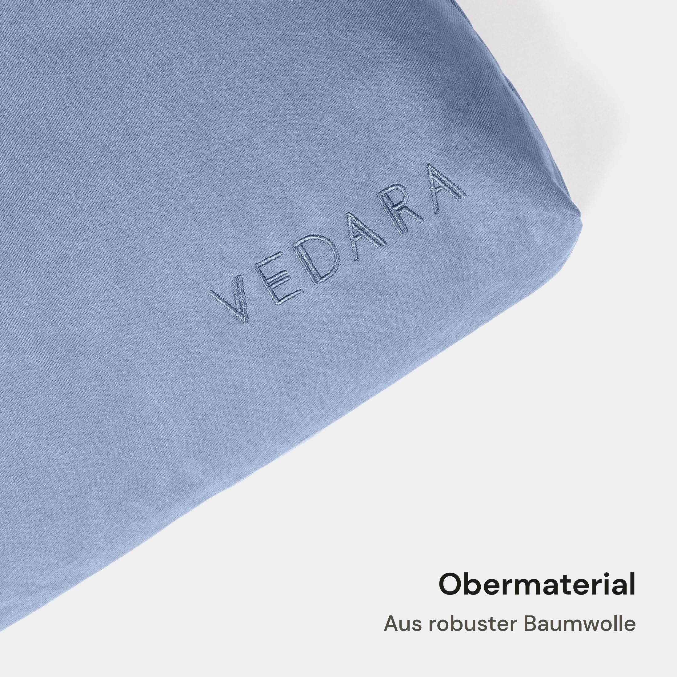 Vedara® Kit de méditation - Coussin de yoga - Tapis de méditation - Zabuton - Coussin rond - Housse lavable en 100 % coton robuste - Coussin d'assise de yoga avec rembourrage en vannure d'épeautre bio