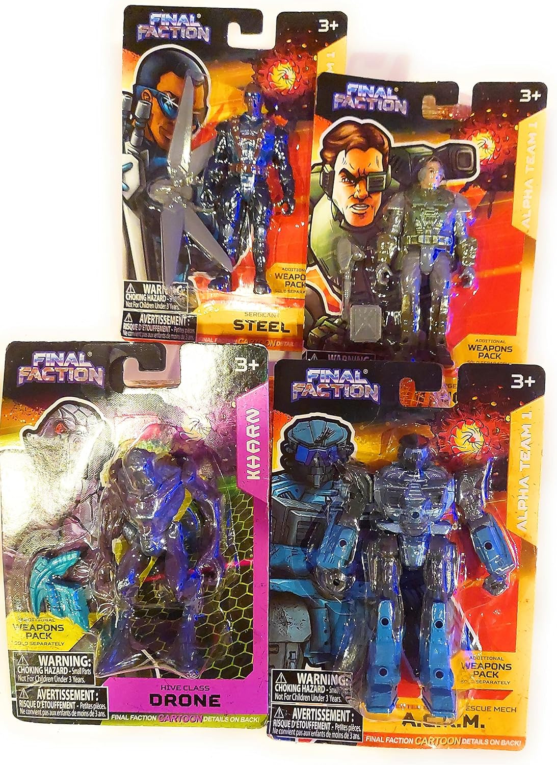 Amazon.com: Toy Men Set of 4 Final Faction- Drone, ACRM, Ruck, Steel ...