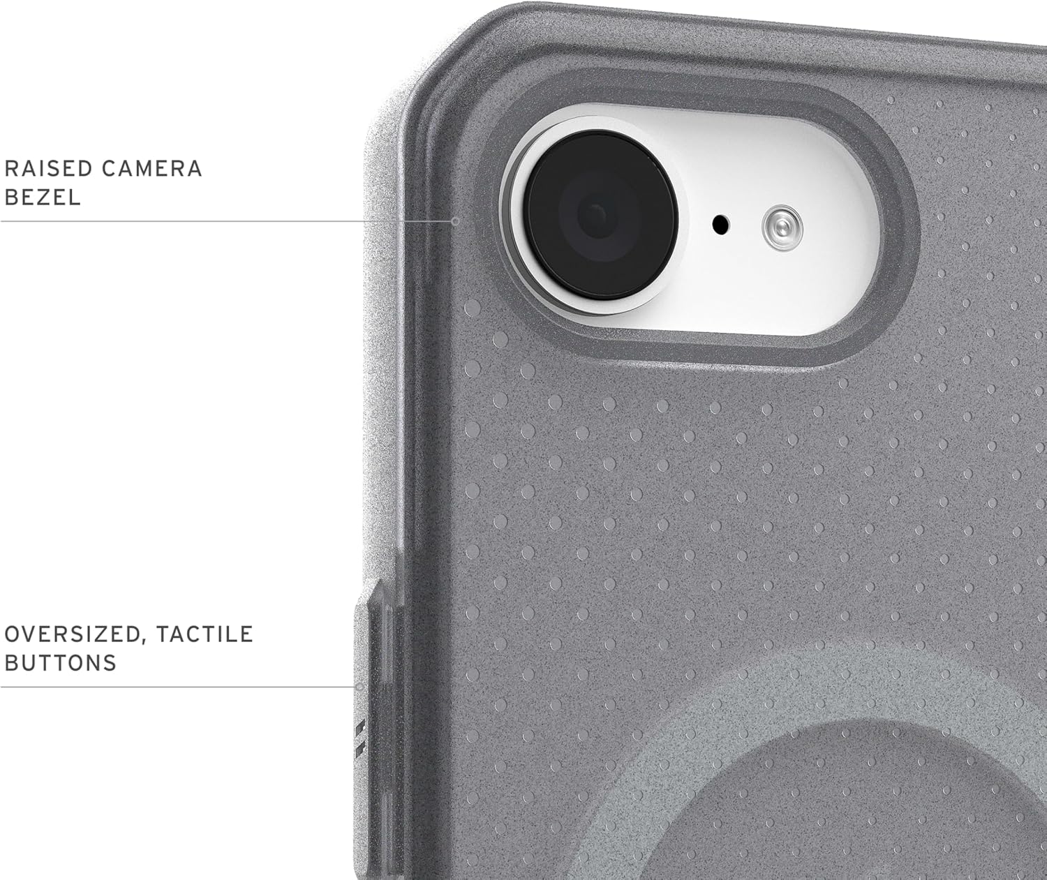 URBAN ARMOR GEAR UAG Designed for iPhone 17e / iPhone 16e Case Dot - Compatible with MagSafe Rugged Lightweight Textured Clear Military Grade Drop Proof Protective Cover, Ash