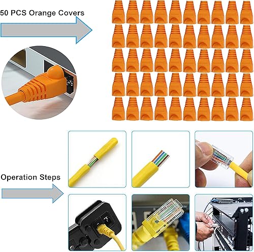 Miniatura 5 de TAIWAIN - Juego de herramientas de crimpado Ethernet Cat6 RJ45 CAT5, kit de alicates para probador de red, juego de cortador modular de Oscuro,Negro