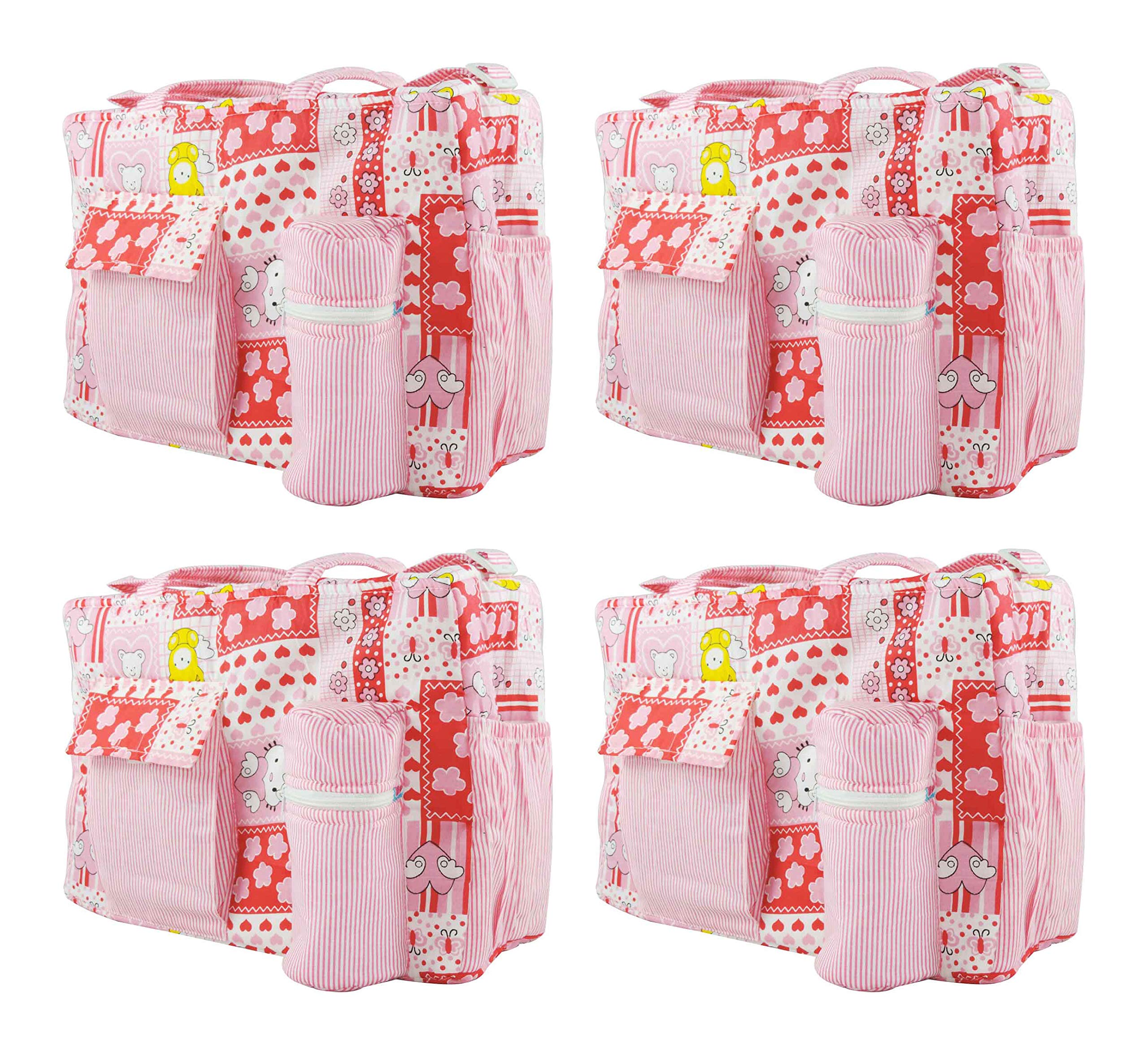 Ole Baby Multi-Functional Cotton Smart Organizer Mother Diaper Bag (Red) Pack of 4