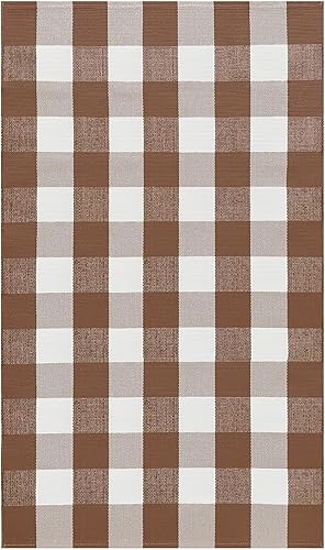 Vista 219 de KILOCOCO Alfombra de rayas beige de 2.3 x 3.6 pies para interiores y exteriores, alfombra tejida a mano de algodón lavable a rayas para puerta Rayas