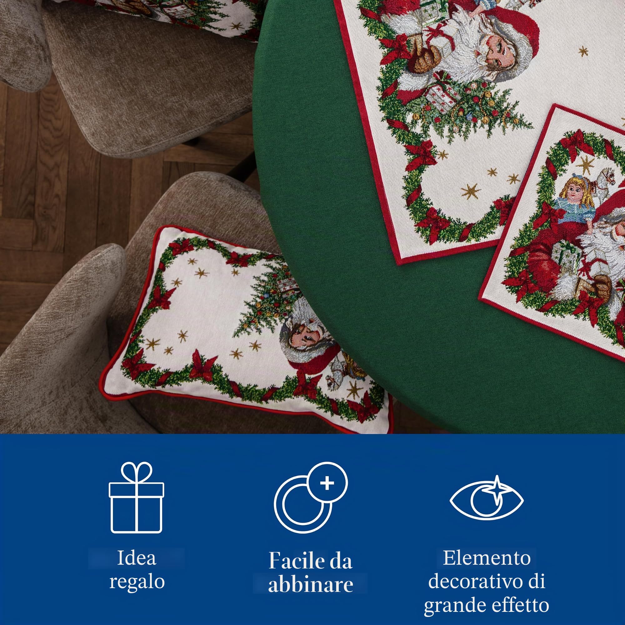 Villeroy & Boch – Toy's Fantasy Cuscino reversibile gobelin, cuscino motivo Babbo Natale, multicolore, 32 x 48 cm, cotone, lavabile in lavatrice