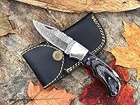 Vista 4 de WINTERFELL Damascus Steel Pocket Folding Knife Handmade Premium Quality Knives 6.5'' Small Pocket Knife for Outdoor, Camping, Hiking Back Lock Blade