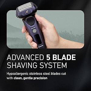 Panasonic ARC5 Electric Razor for Men with Pop-up Trimmer, Wet Dry 5-Blade Electric Shaver with Intelligent Shave Sensor and 16D Flexible Pivoting Head - ES-ALV6HA (Navy)
