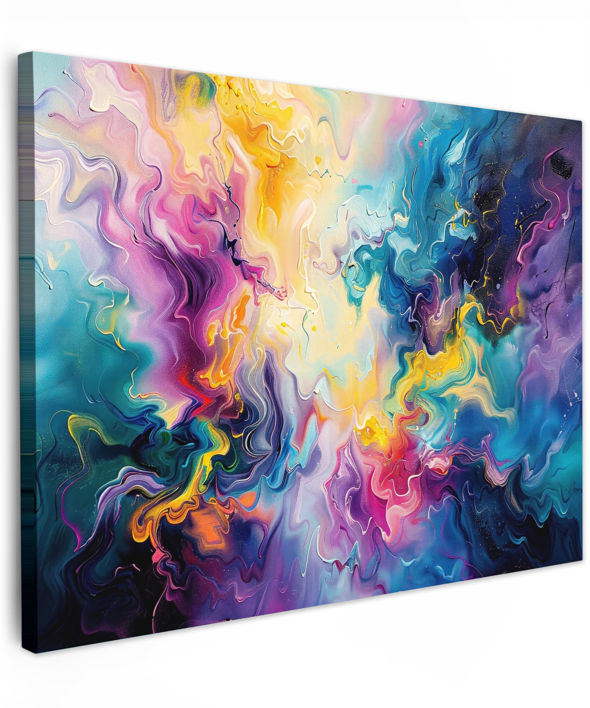 MuchoWow© Wandbilder 70x50 cm Schlafzimmer Home Deko Wohnung Bild Wohnzimmer Fotoleinwand Wand Bilder Leinwand Wall Decor Bunt - Farbe - Farbenfroh - Schwarz