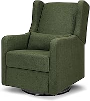 DaVinci Arlo Swivel Glider Recliner Chair - GREENGUARD Gold Certified Nursery Rocker with Hidden Recline, Forest Green Boucle