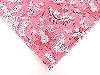 Vista 3 de AVKA Studio Tela Estampada a Mano por Yarda - PRECORTADA 3 Yardas 42 Pulgadas de Ancho - Material 100% Algodón - Patrón Floral Rosa - Tela India