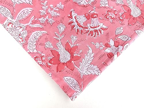 Miniatura 3 de AVKA Studio Tela Estampada a Mano por Yarda - PRECORTADA 3 Yardas 42 Pulgadas de Ancho - Material 100% Algodón - Patrón Floral Rosa - Tela India