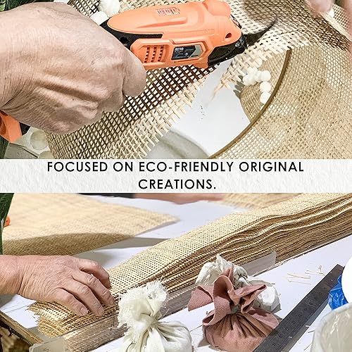 Miniatura 3 de GO&SO Lámpara colgante tejida de bambú hecha a mano de ratán de tres capas con pantalla de tela de alambre enchufable de 14.8 ft Adecuado para