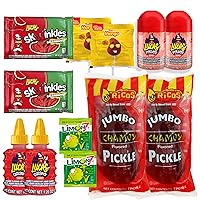 Vista 8 de Kit de pepinillos Tiktok Chamoy con dulces, incluye salsagheti Skwinkles, Lucas Gusano y mucho más de Ma Lit Candy