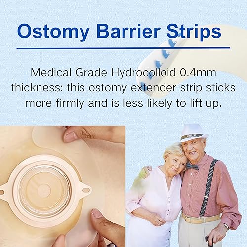 Miniatura 5 de 40 tiras elásticas de barrera para ostomía, hidrocoloide de grado médico, protección impermeable contra fugas para colostomía, bolsas de ileostomía,