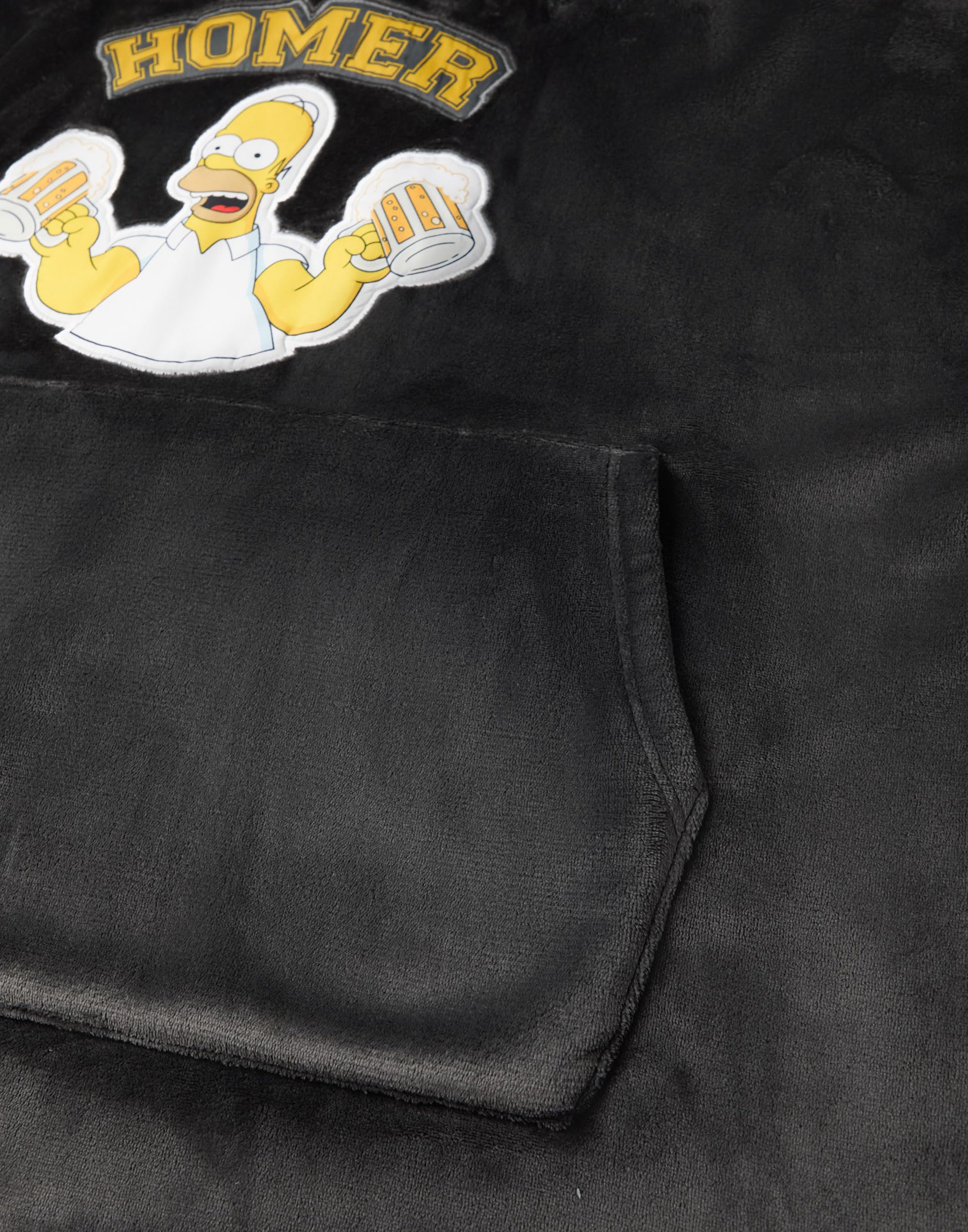Vanilla Underground Simpson Felpa con Cappuccio indossabile da Uomo | Pullover Nero con Cappuccio per Adulti con Grafica e Tasche del Personaggio Homer | Abbigliamento da casa Foderato in Sherpa