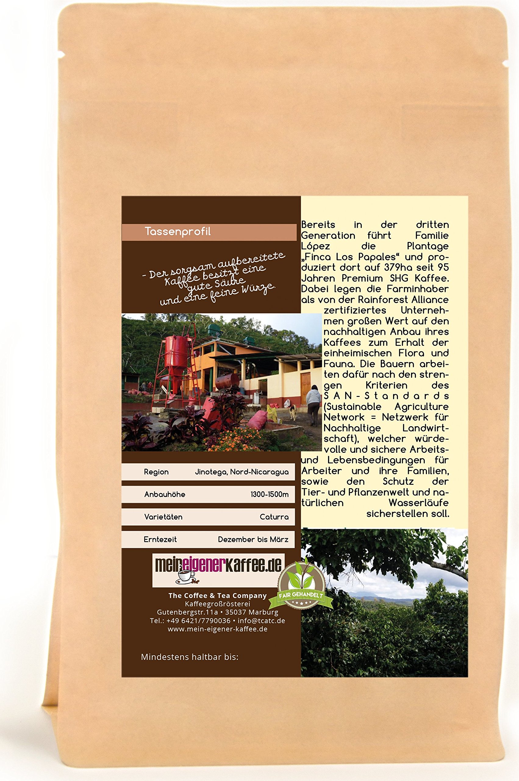 Kaffee Globetrotter - Kaffee Mit Herz - Nicaragua Los Papales - 2 x 1000 g Mittel Gemahlen - für Kaffee-Vollautomat, Kaffeemühle - Röstkaffee Fair Gehandelt | Nachfüllpack Sparpack