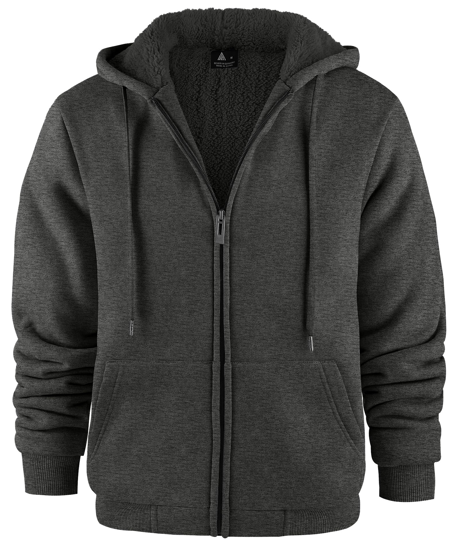 JACKETOWN Herren Kapuzenpullover Sweatshirt Reißverschluss Sweatjacke Gefüttert Hoodie Warm Fleece Winterjacke Teddyfutter Fleecejacke mit Kapuze