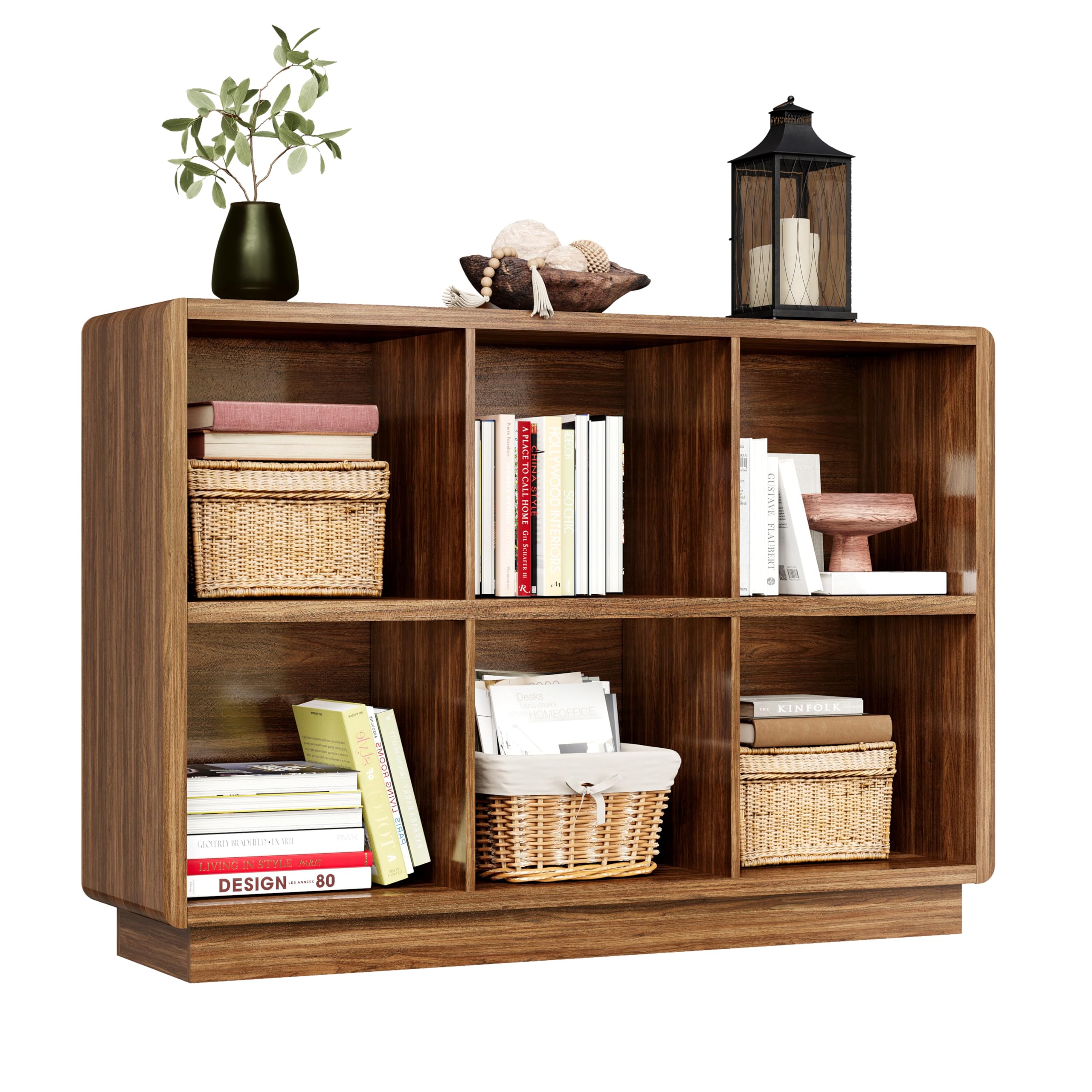 Six-Cube Wooden Storage Bookcase, 43 inches