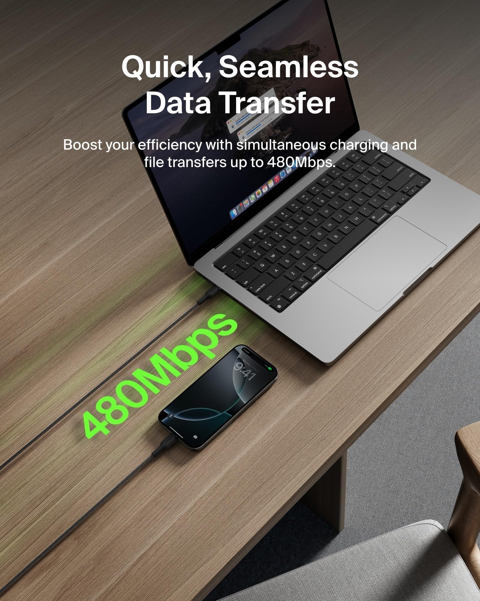 Belkin Apple Certified USB-C to USB-C Braided Nylon Cable 1M | Fast Charging Cable | Type C Charger Cable for iPhone 17, 16, Galaxy S25, Pixel 9, MacBook, iPad Pro | 2 Years Warranty | Black — Amazon image 4
