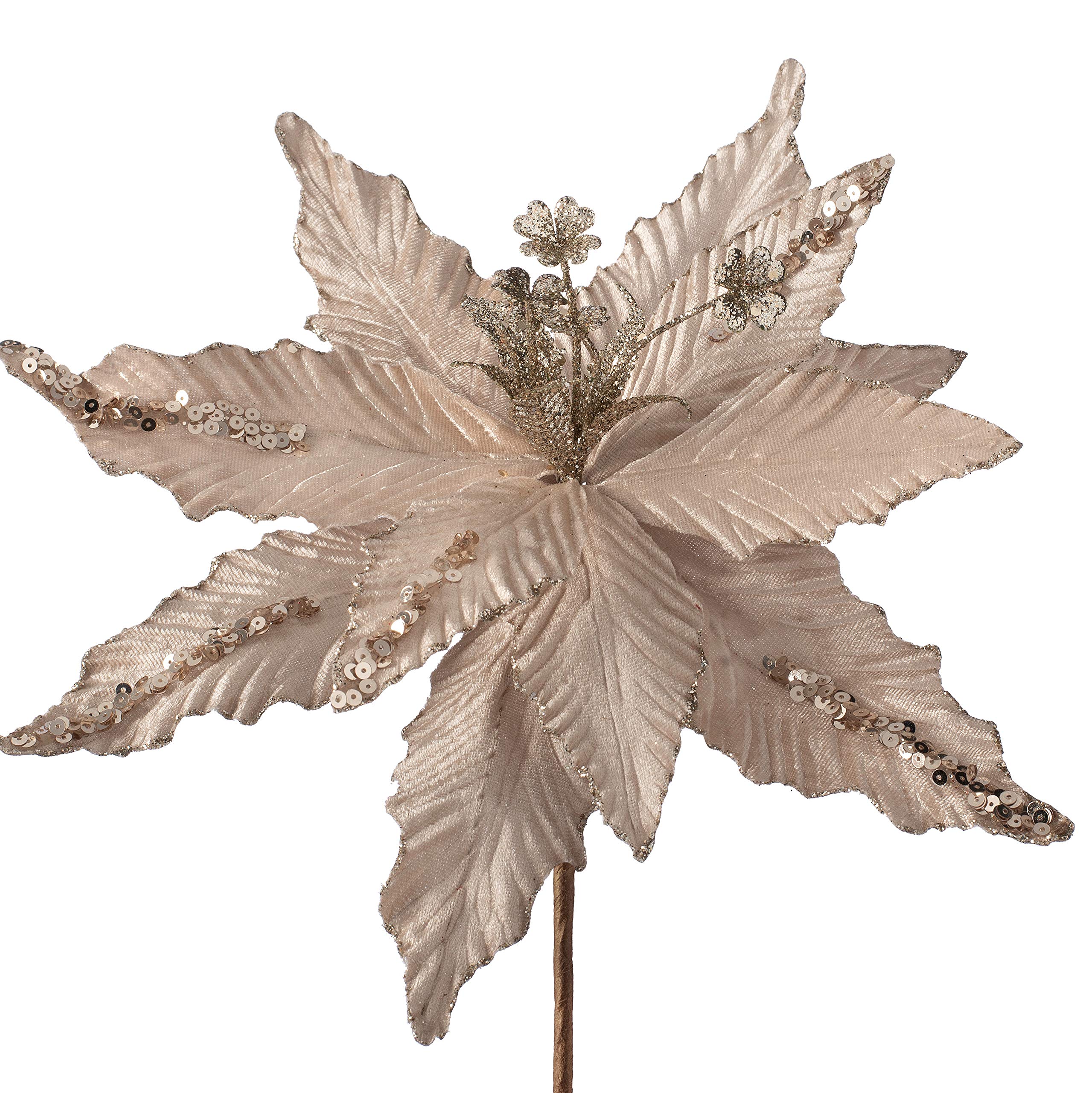 WeRChristmas Artificial Poinsettia Christmas Tree Flower Decoration, Gold, 32 cm