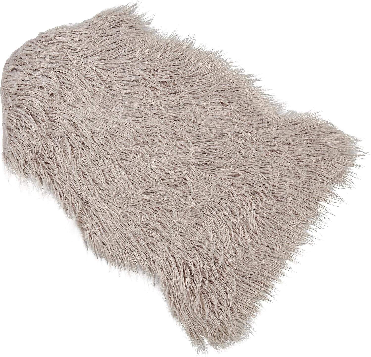 SARO LIFESTYLE Plush Faux Mongolian Fur Rug, Rose, 24"x35"