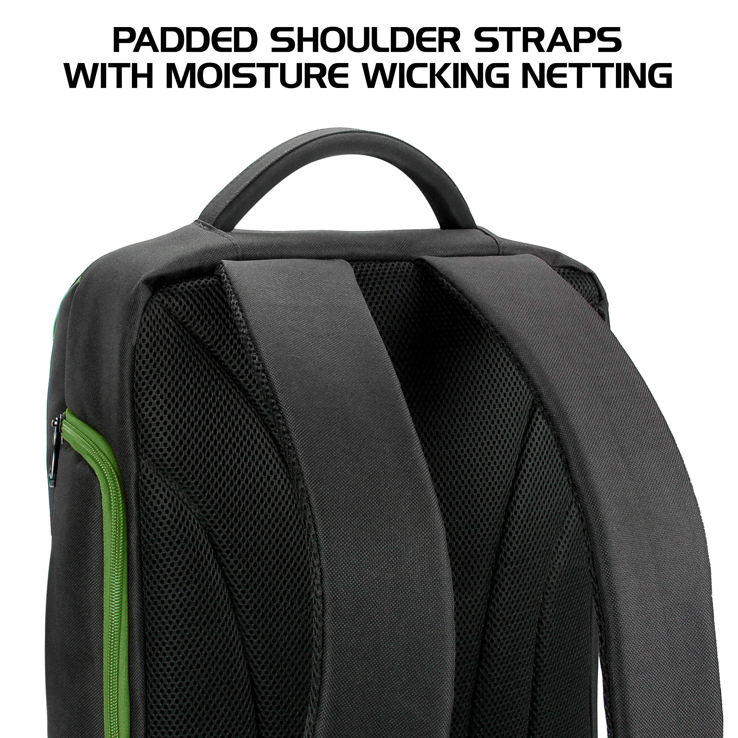 ENHANCE Sac à Dos Gaming pour Ordinateur Portable - Compatible avec Xbox 360 et Xbox One et Ordinateurs - Stockage de matériel d'Arsenal pour Contrôleurs, Casques d'écoute, Jeux, Souris - Verte