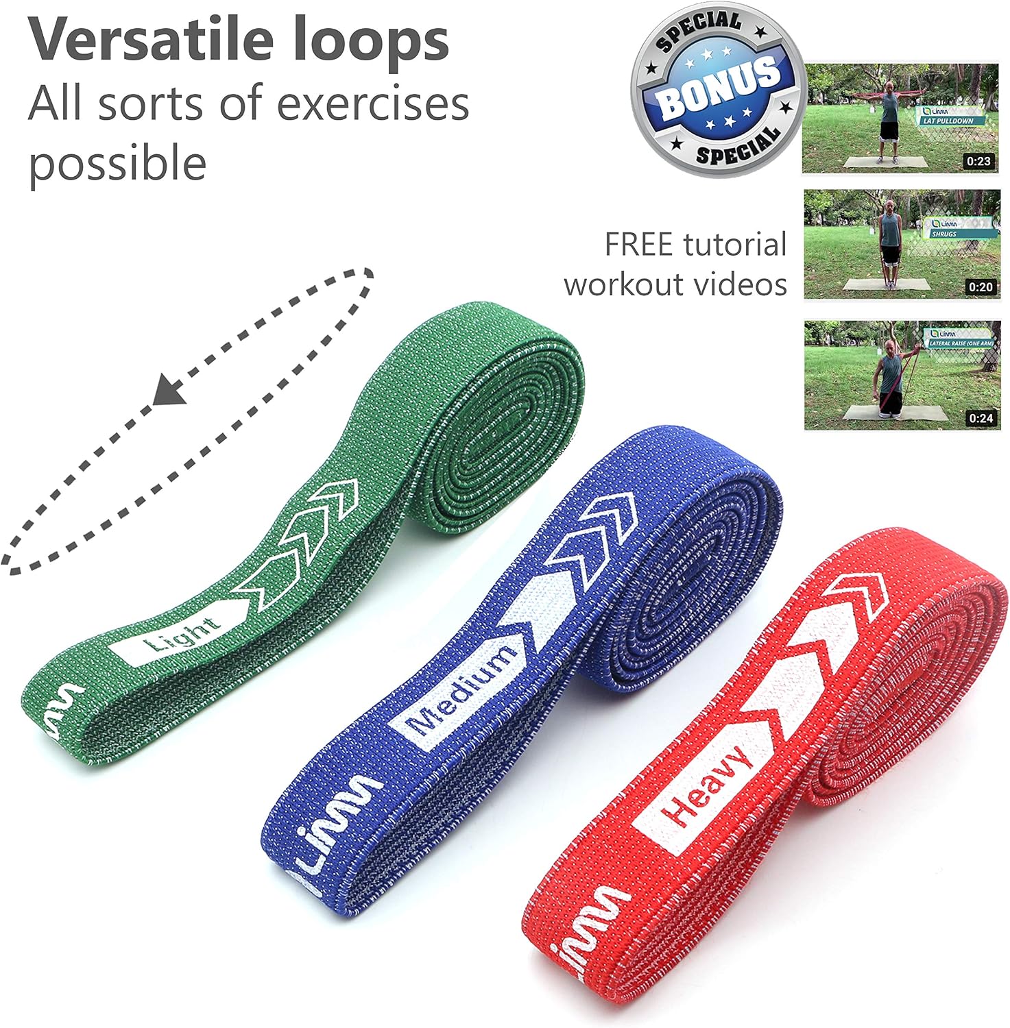 Fittest Pro by Limm Resistance Bands for Legs and Butt, Fabric Exercise Loop Bands Yoga, Pilates, Rehab, Fitness and Home Workout, Strength Bands for Booty image 3