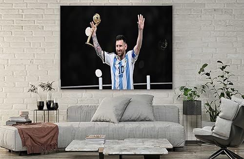 Miniatura 5 de SpiritualHands Póster de Lionel Messi, lienzo artístico de pared de Messi Argentina, carteles de fútbol de Leo Messi para dormitorio de niños,