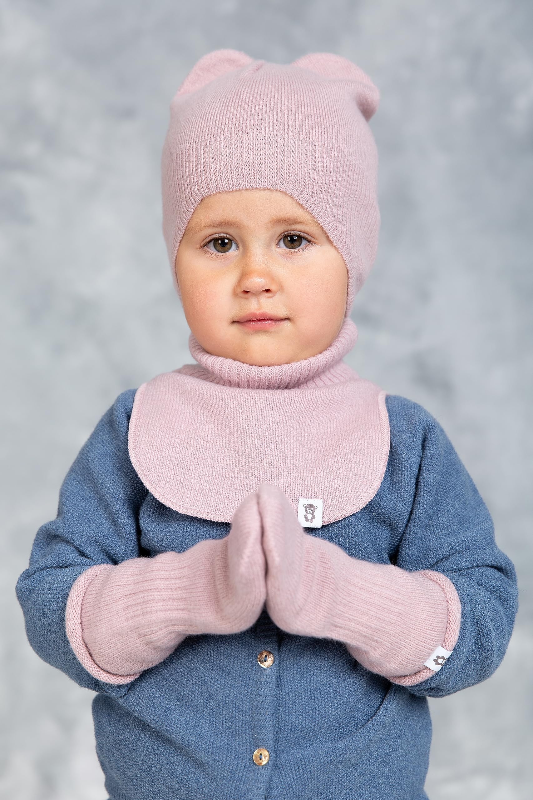 Gants tricotés monocouches en laine pour bébés Gants d’hiver tricotés chauds pour enfants pour garçons et filles 0,5-2 ans Les gants souples et confortables de couleur rose - Taille 3-4