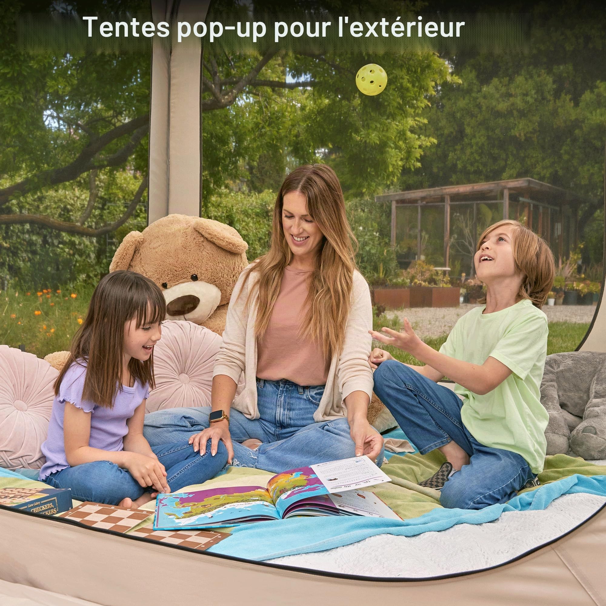 East Oak Tonnelle Pliante 1,7x1,7M, Pop-up Gazebo pour 2-3 Personnes, Barnum Pliant de Jardin, Chapiteau Exterieur, Protection UPF 50+, Ventilation à 360°, Anti-moustiques, avec Sac de Transport