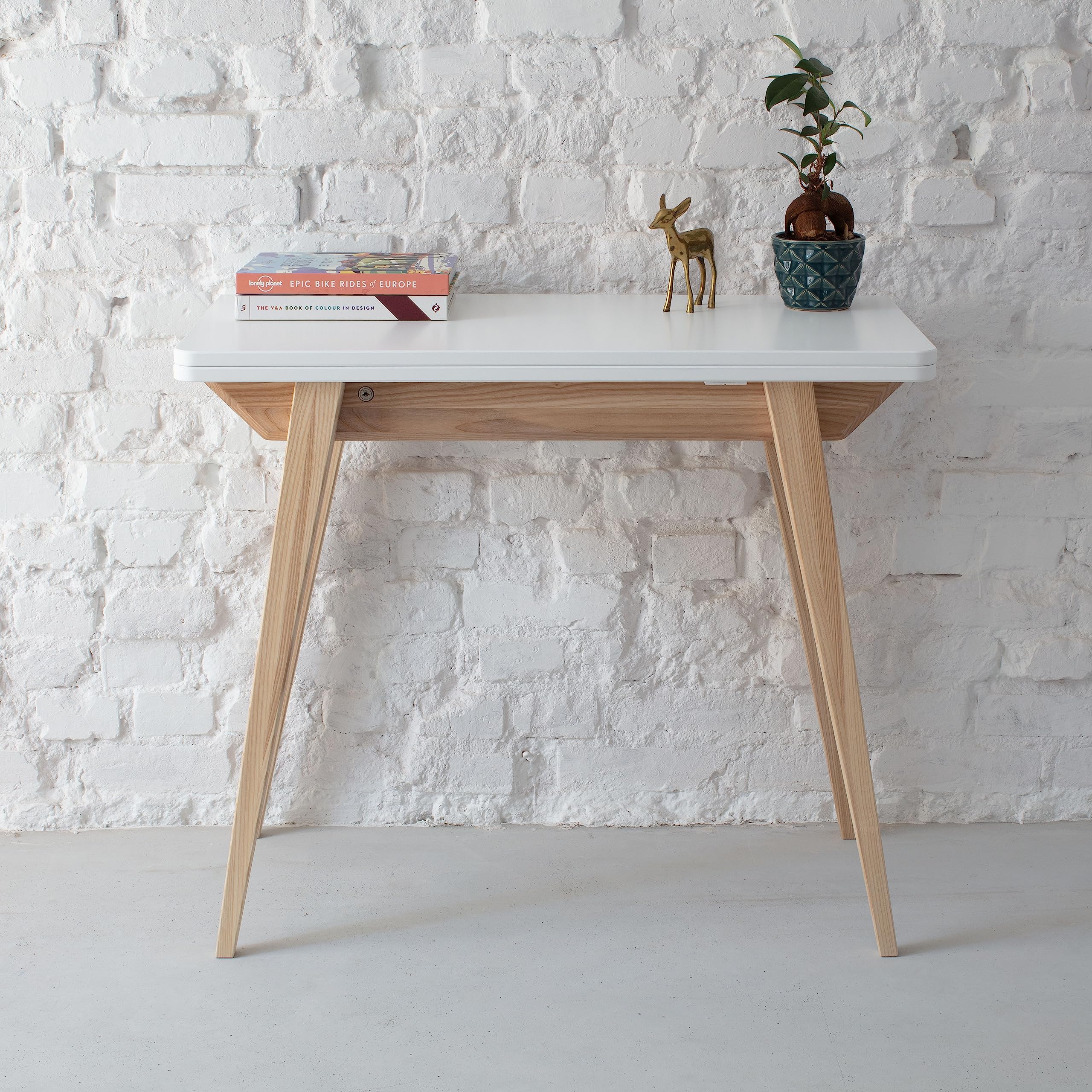 RAGABA Envelope - Mesa consola plegable para mesa de pasillo, 75 x 45 x 90 cm (alto x largo x ancho), mesa consola extensible madera marrón beige