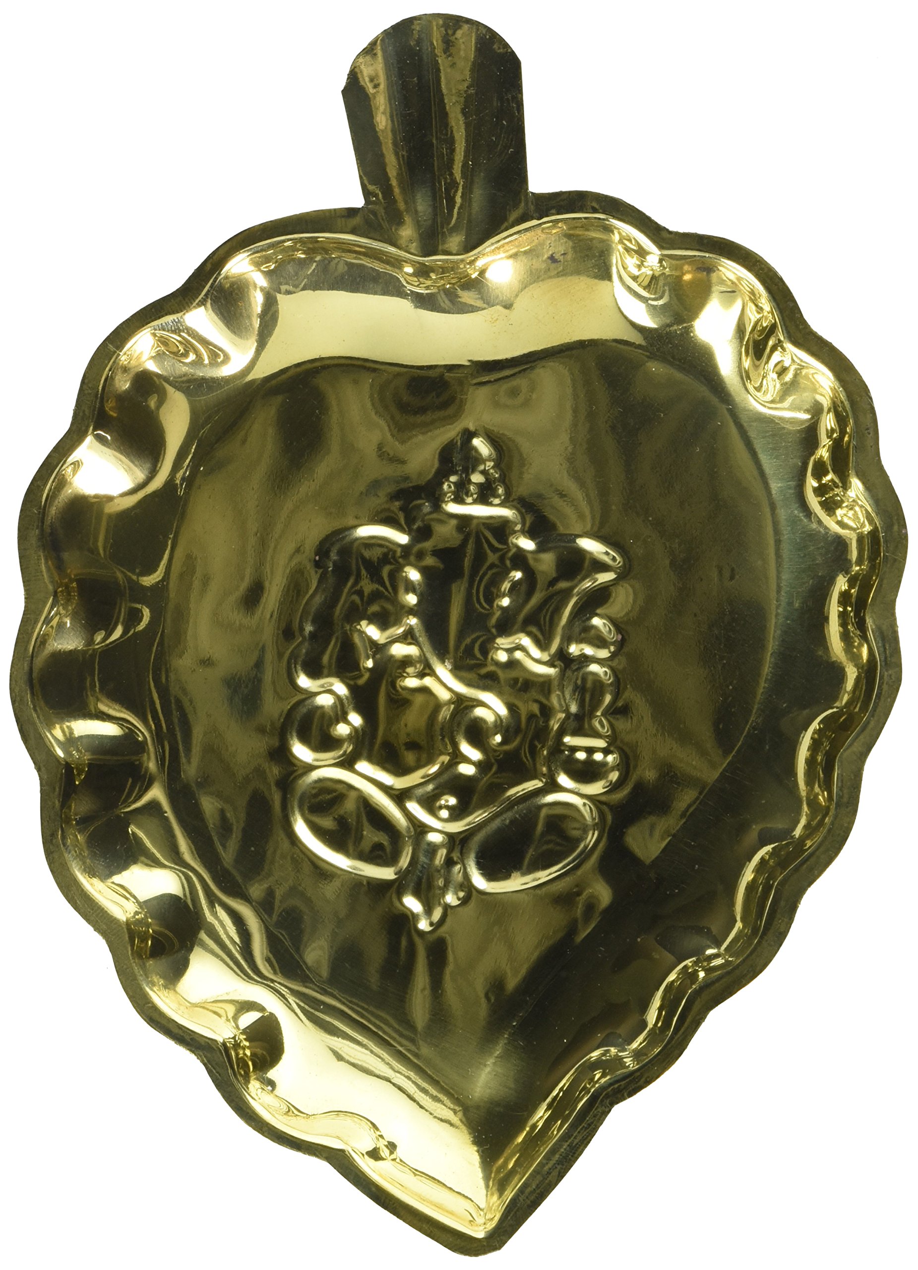 Figurine Ganesha Pipal Leaf Puja Thali laiton autel propre