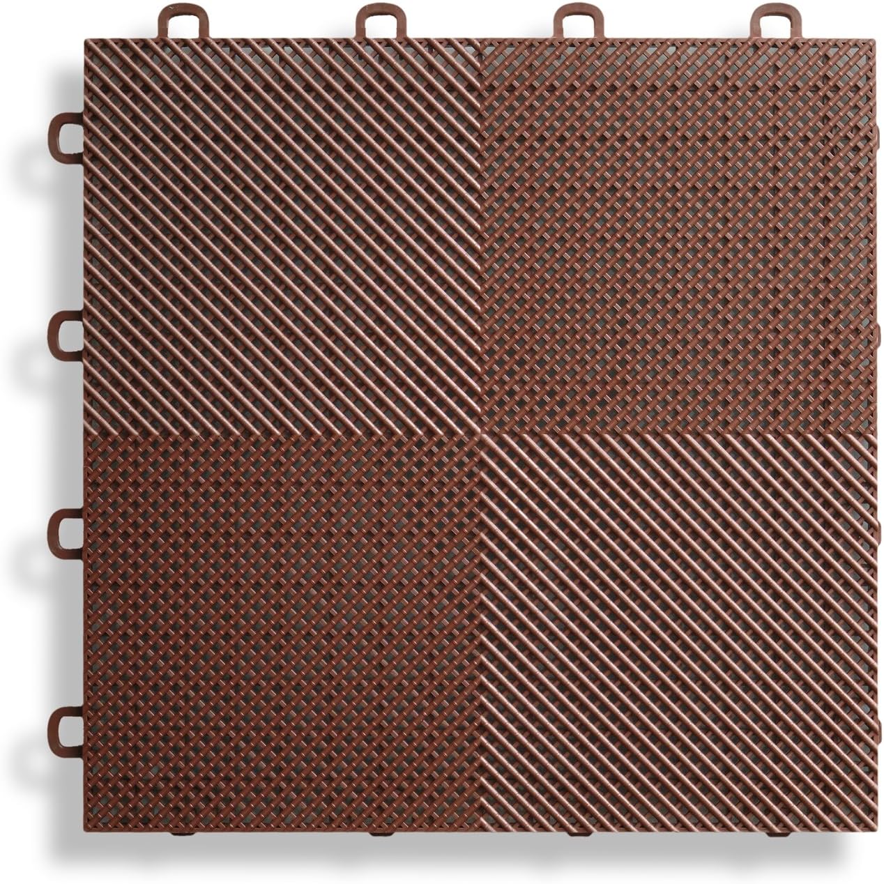 B2US5230 Deck and Patio Flooring Interlocking Tiles Perforated Pack, Brown, 30-Pack
