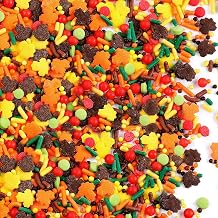 Fall Sprinkles for Baking, Chocolate Sprinkles Mix Edible Leaf Confetti